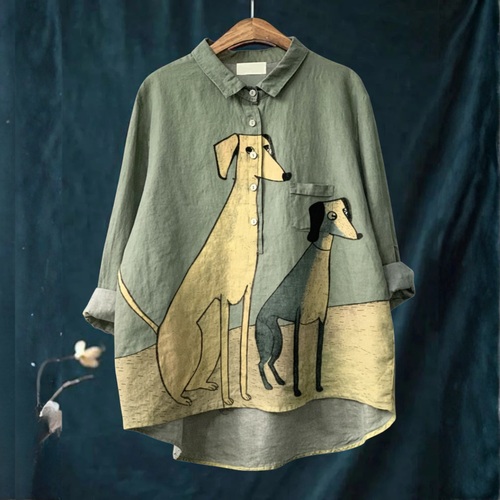 Ivone - Blusa com Estampa de Dois Galgos