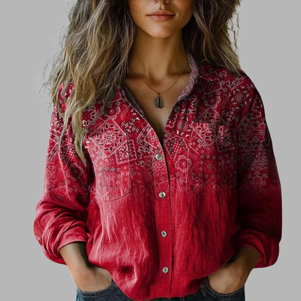 Valentina - Blusa Estampada com Bolsos no Peito