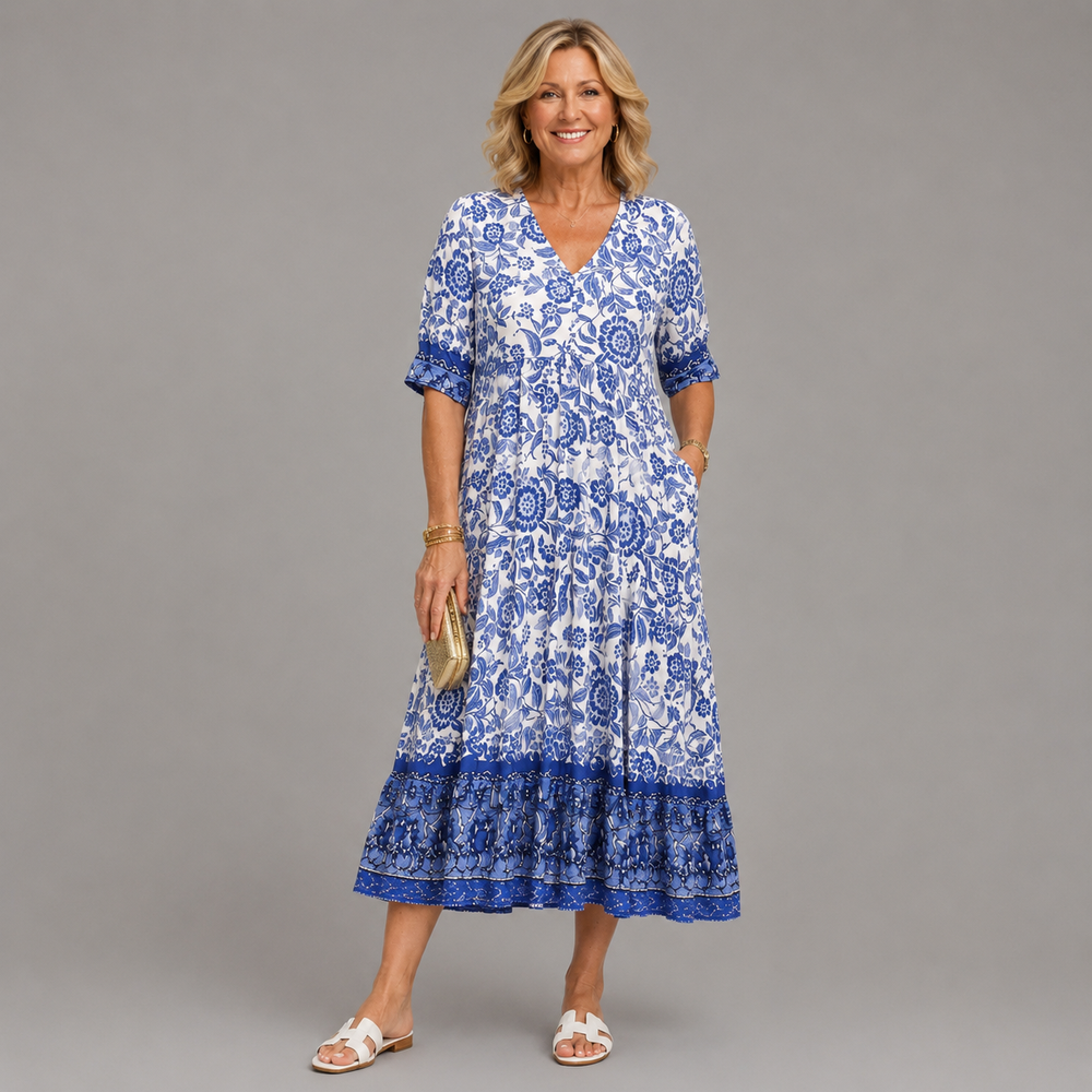 Keisha - Vestido Floral com Decote V