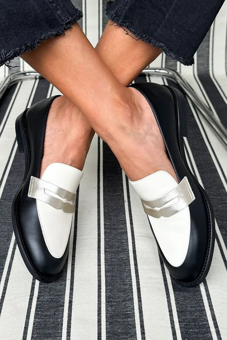 Willow - Mocassim Penny Bicolor com Tira Metalizada