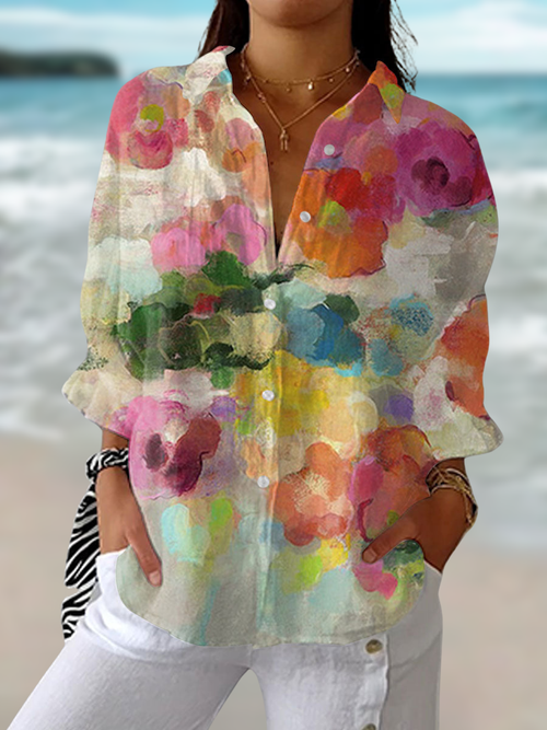 Vanuza - Camisa Feminina Aquarela