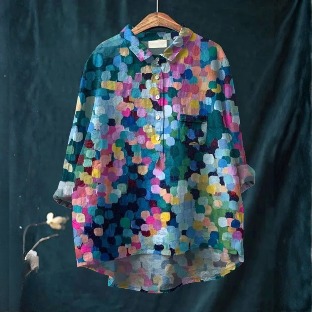 Ester - Blusa com Estampa de Pontos Coloridos