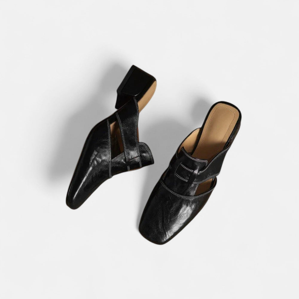 Andie - Mule de Bico Quadrado com Fivela Forrada
