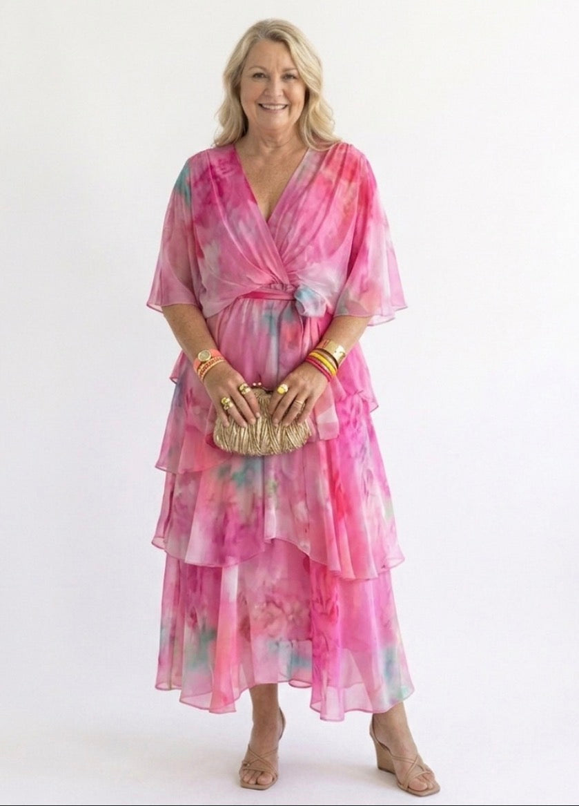 Flávia - Vestido Floral em Camadas