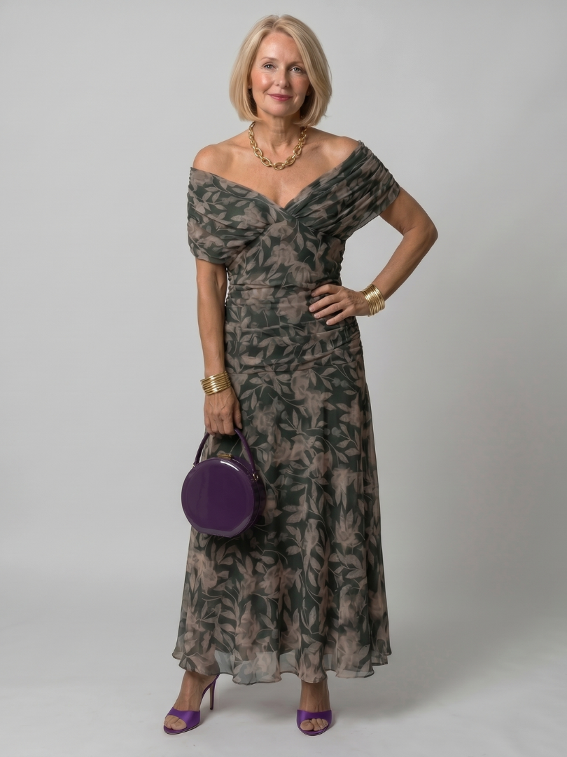 Priscila - Vestido Midi Fluido Ombro a Ombro