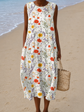 Delilah - Vestido Midi de Praia Estampado Sem Mangas