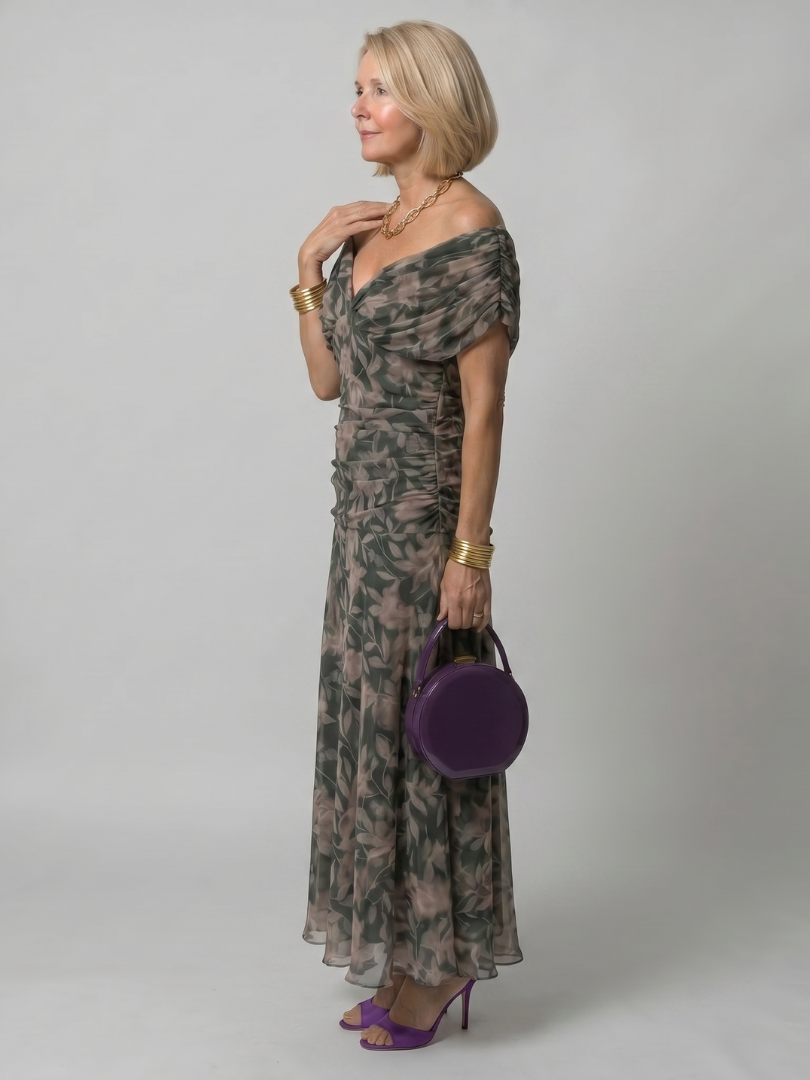 Celina - Vestido Midi Fluido Ombro a Ombro