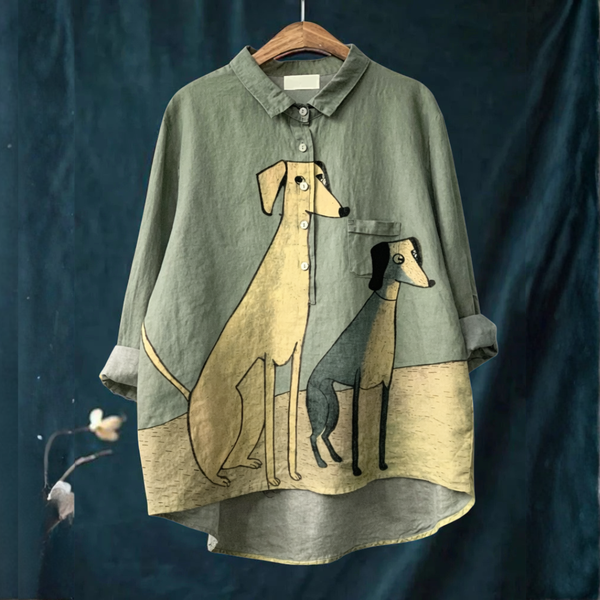 Ivone - Blusa com Estampa de Dois Galgos