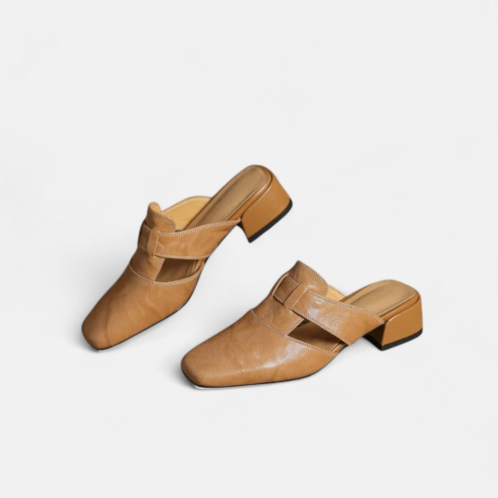 Andie - Mule de Bico Quadrado com Fivela Forrada