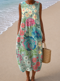 Ella - Vestido Midi Soltinho Sem Mangas