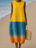 Eliana - Vestido Midi de Praia Estampado Sem Mangas