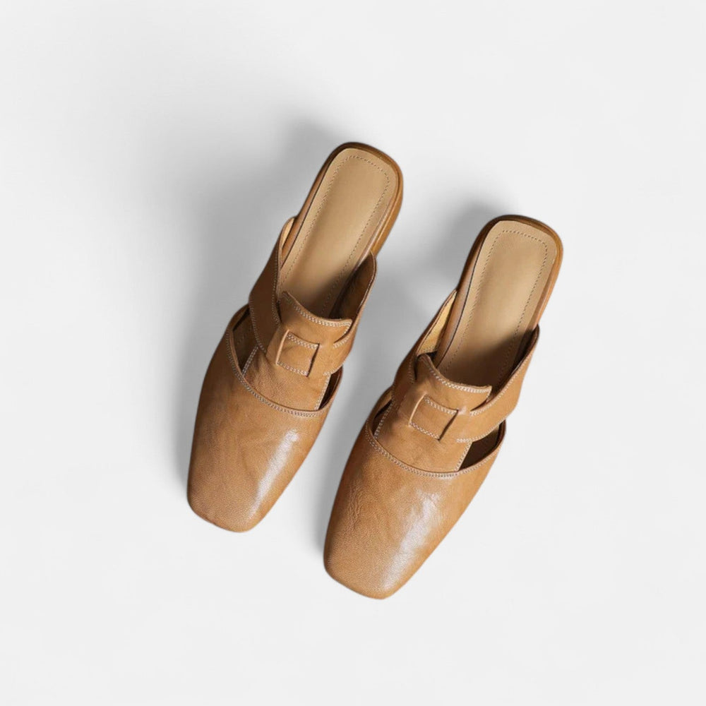Andie - Mule de Bico Quadrado com Fivela Forrada