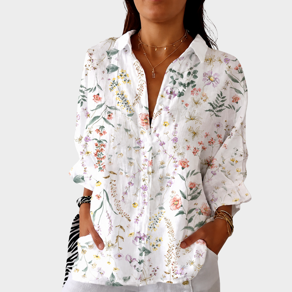 Pietra - Blusa com Estampa de Ramos Florais Delicados