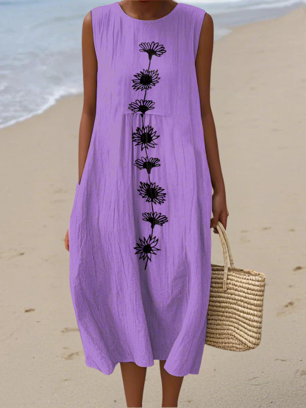 Emma - Vestido Midi Flores Violeta