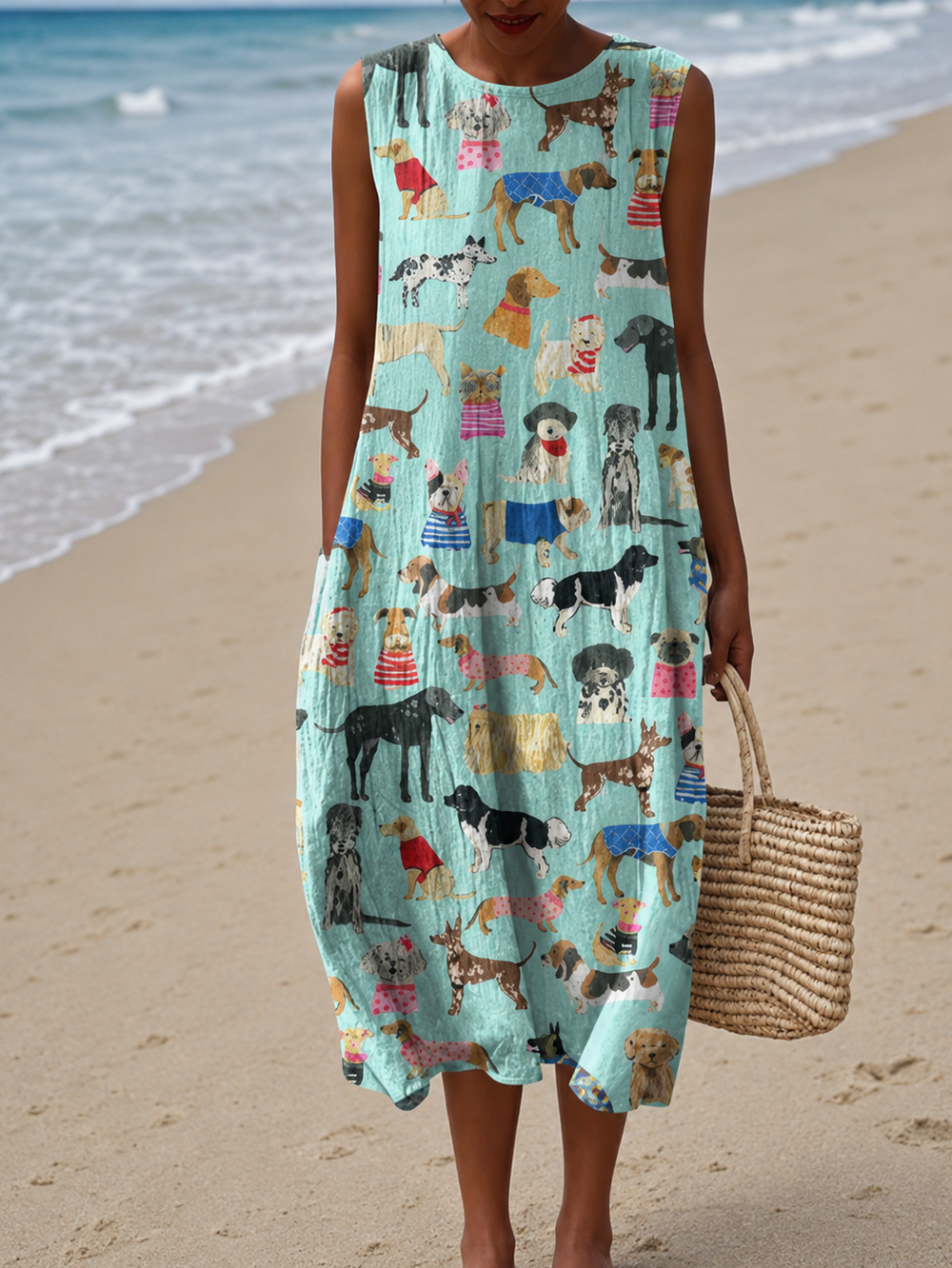 Lily - Vestido Midi Casual Estampado Sem Mangas
