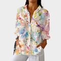 Marta - Blusa com Estampa de Respingos em Aquarela