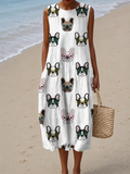 Brooklyn - Vestido Midi Casual Estampado Sem Mangas
