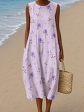 Faith - Vestido Midi de Praia Estampado Sem Mangas