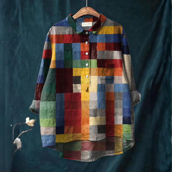 Fabiana - Blusa com Estampa Patchwork de Quadrados