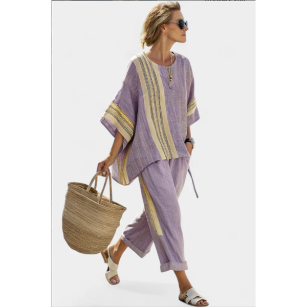 Gessi - Conjunto Feminino Listrado para o Verão