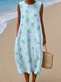 Hailey - Vestido Midi de Praia Estampado Sem Mangas