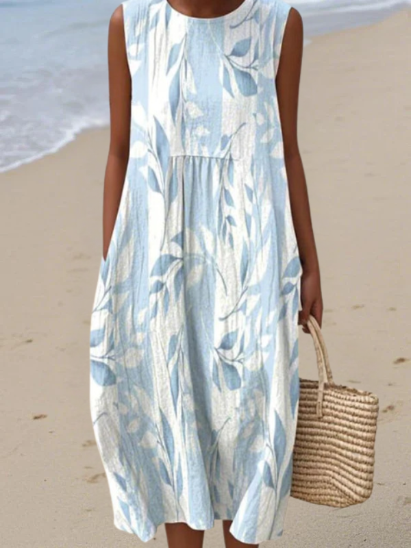 Joy - Vestido Midi Estampa de Folhas