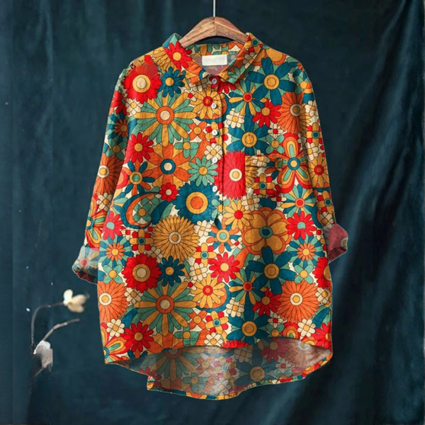 Bruna - Blusa com Estampa Floral Retrô