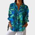 Luciana - Camisa com Estampa de Penas de Pavão