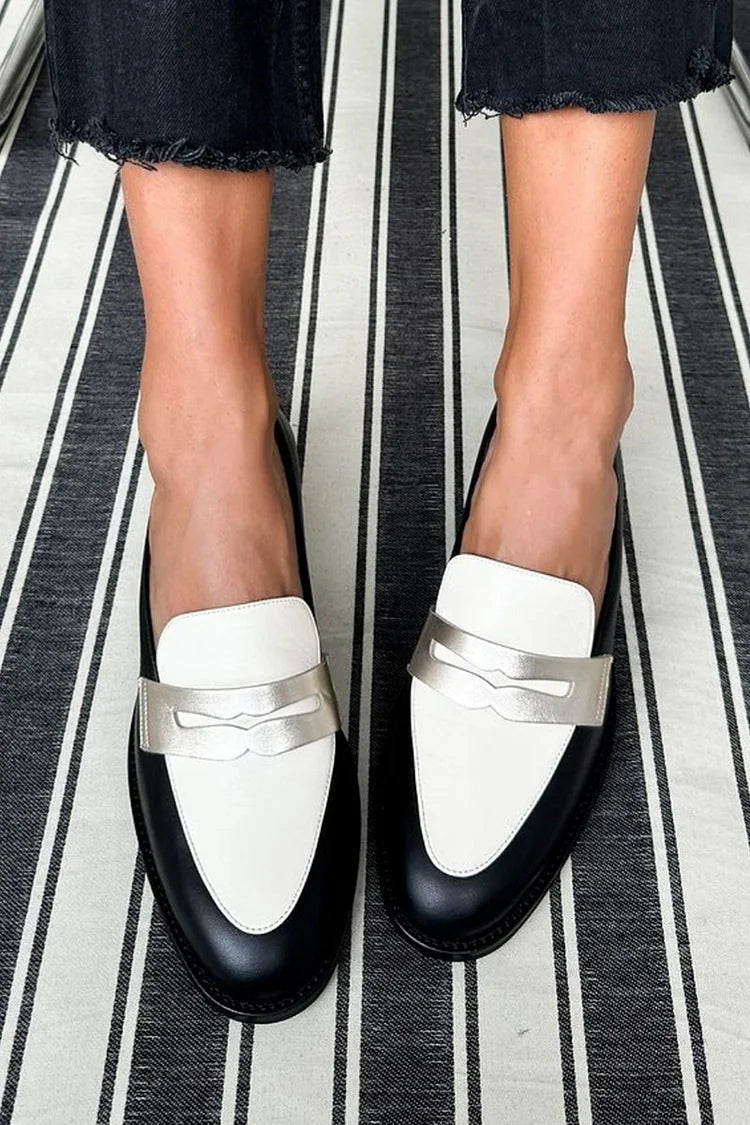 Willow - Mocassim Penny Bicolor com Tira Metalizada
