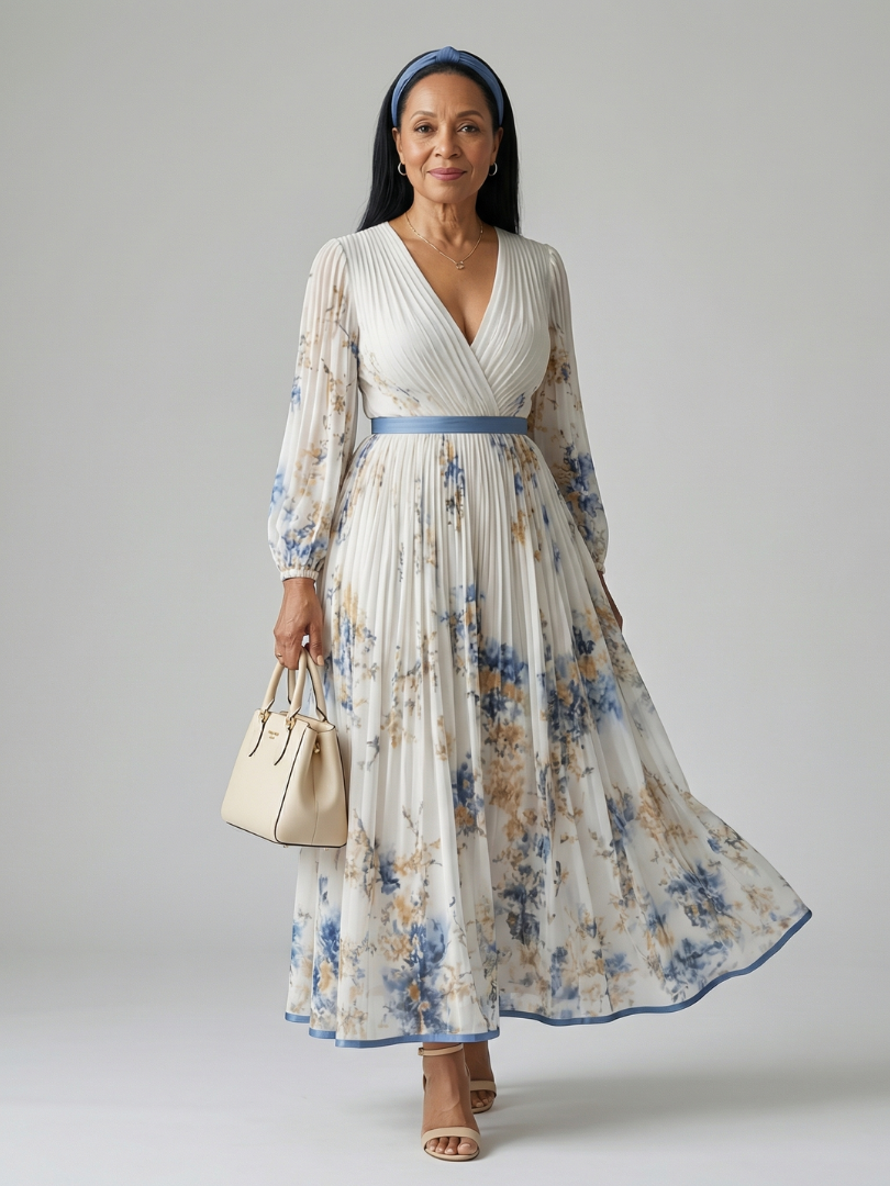 Rielle - Vestido Midi Envelope Plissado