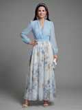 Augusta - Vestido Longo Floral com Decote V