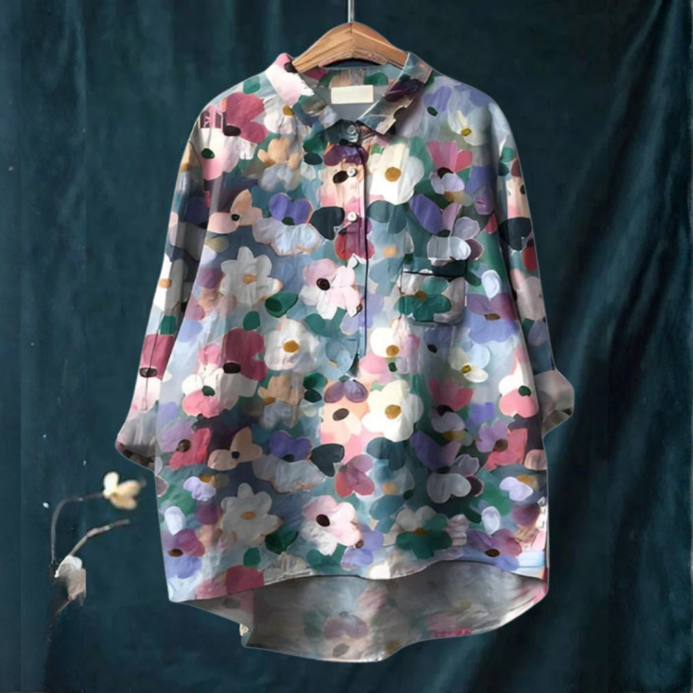 Francisca - Blusa com Estampa Floral Pintada