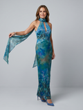 Juniper - Vestido Longo Frente Única Sem Mangas com Decote Gota