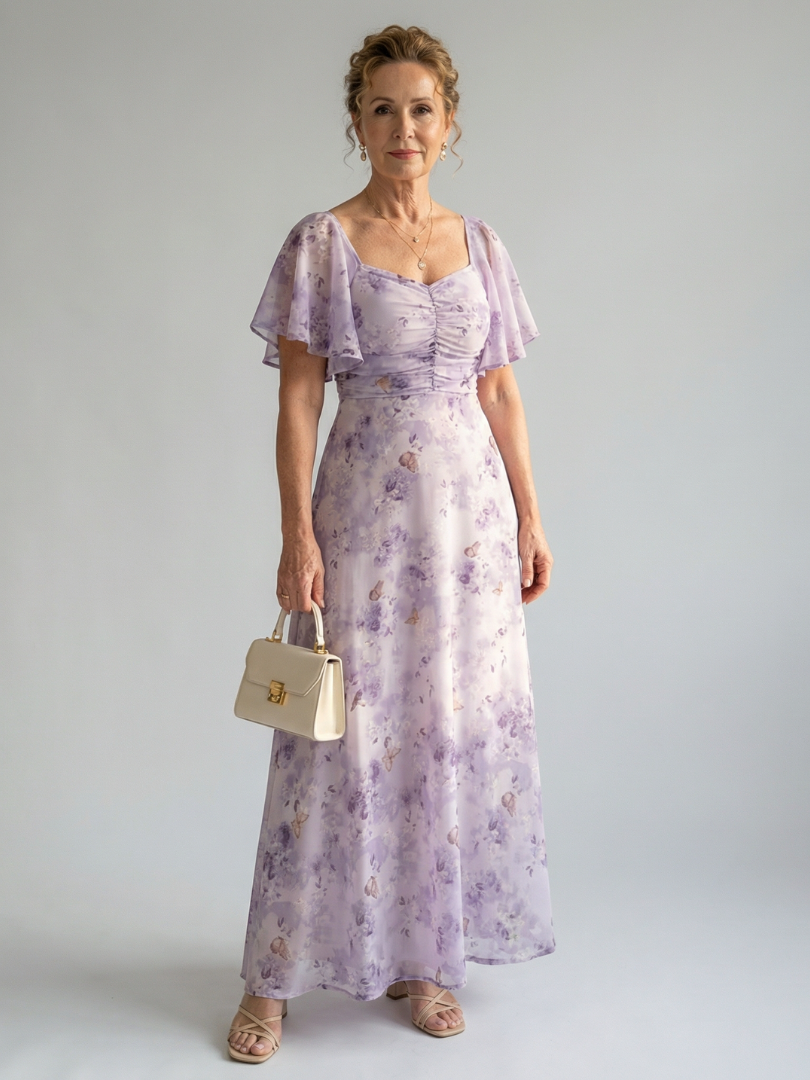 Vaelis - Vestido Midi com Manga Borboleta