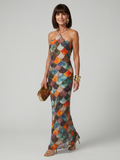 Larkin - Vestido Longo Ajustado Multicolorido