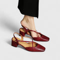 Mikaela - Scarpin Slingback de Bico Quadrado e Salto Bloco