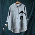 Beatriz - Blusa Listrada com Gato no Bolso
