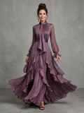 Demetria - Vestido Longo em Camadas com Babados e Laço