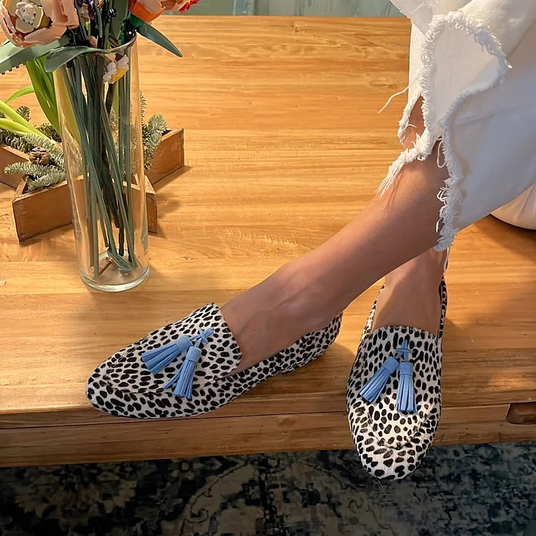 Gwenn - Mocassim Animal Print com Tassel Duplo