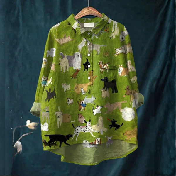 Carolina - Blusa com Estampa de Cachorrinhos Espalhados
