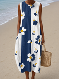 Nora - Vestido Midi Casual Estampado Sem Mangas