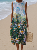 Kennedy - Vestido Midi de Praia Estampado Sem Mangas