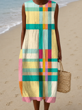 Samantha - Vestido Midi Casual Estampado Sem Mangas