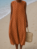 Julia - Vestido Midi Casual Estampado Sem Mangas