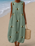 Mackenzie - Vestido Midi de Praia Estampado Sem Mangas