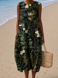 Naomi - Vestido Midi de Praia Estampado Sem Mangas