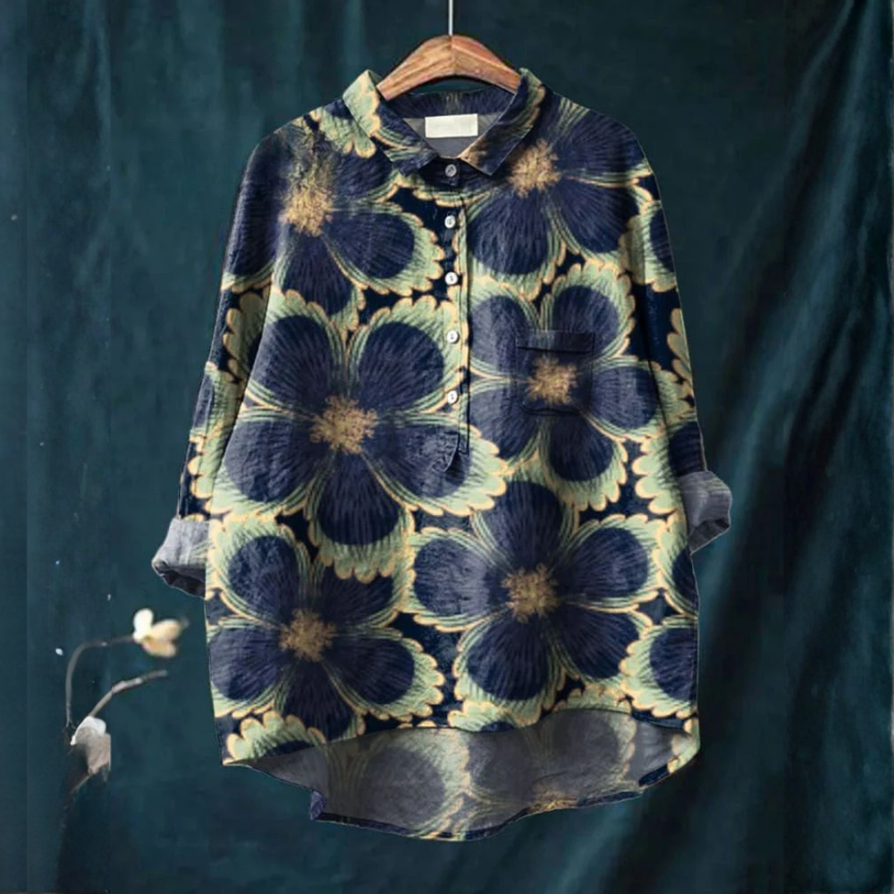 Aurora - Blusa com Estampa de Flores Gigantes
