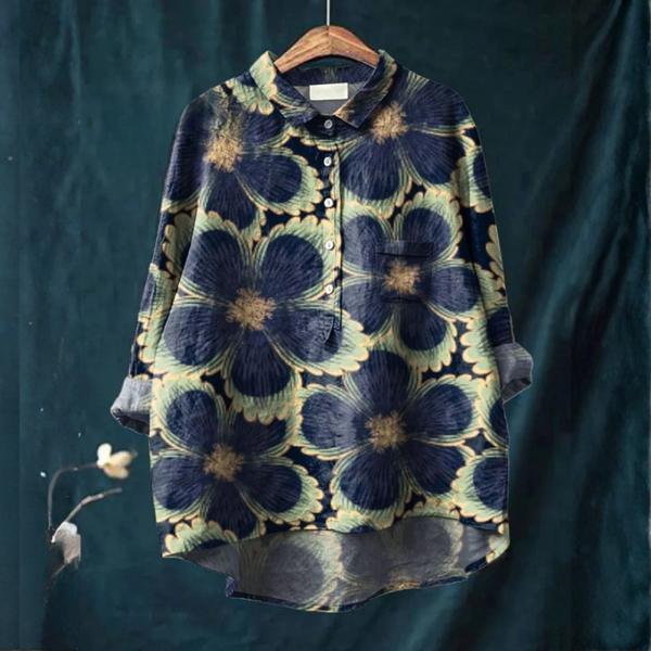 Aurora - Blusa com Estampa de Flores Gigantes
