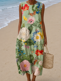 Piper - Vestido Midi de Praia Estampado Sem Mangas