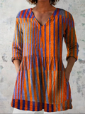 Nadia - Blusa Alongada Decote V Listras Verticais